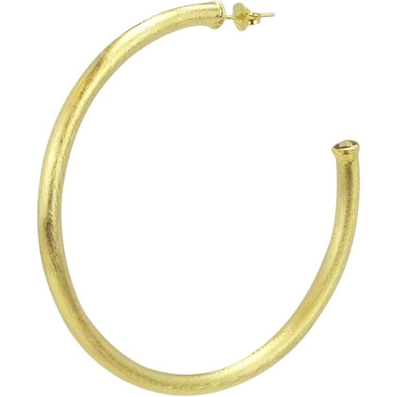 Sheila Fajl Everybody's Favorite Large 2.5" Hoop Earrings Brush Gold Plated NEW - Picture 2 of 5